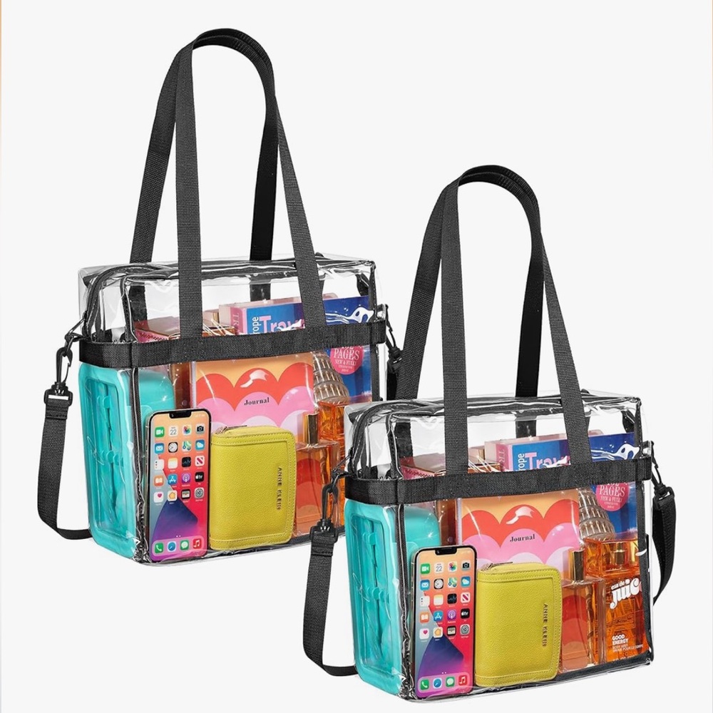 Handy Laundry Clear Stadium Bag 2-Pack Crossbody Tote Zip Top 12x6x12